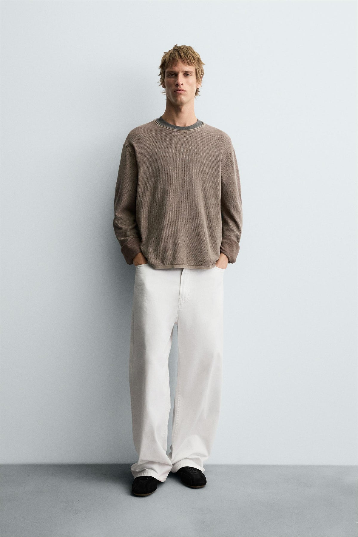 TEXTURED WASHED SWEATER - Image 1