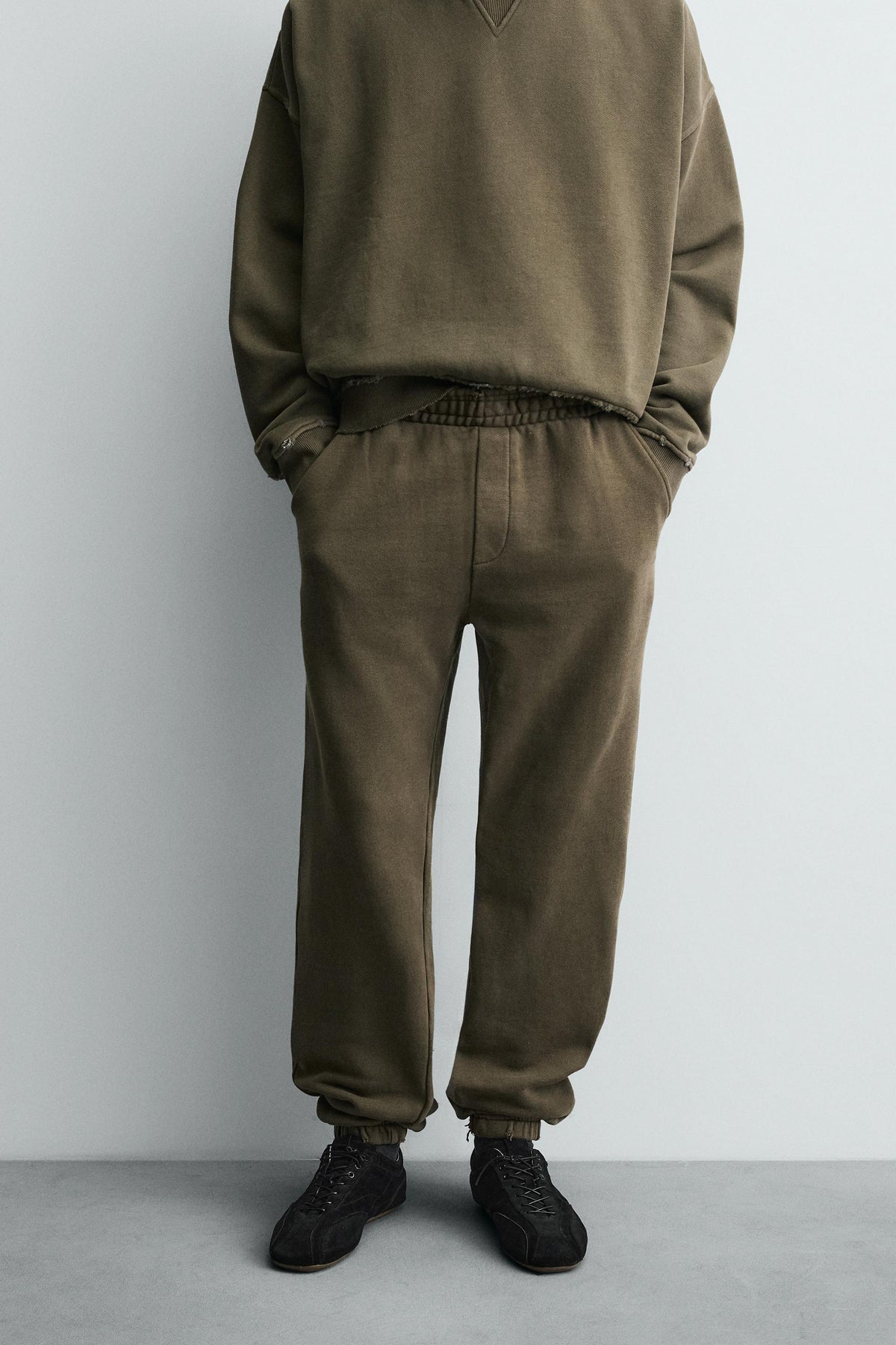 RELAXED FIT FADED EFFECT TROUSERS - Image 2