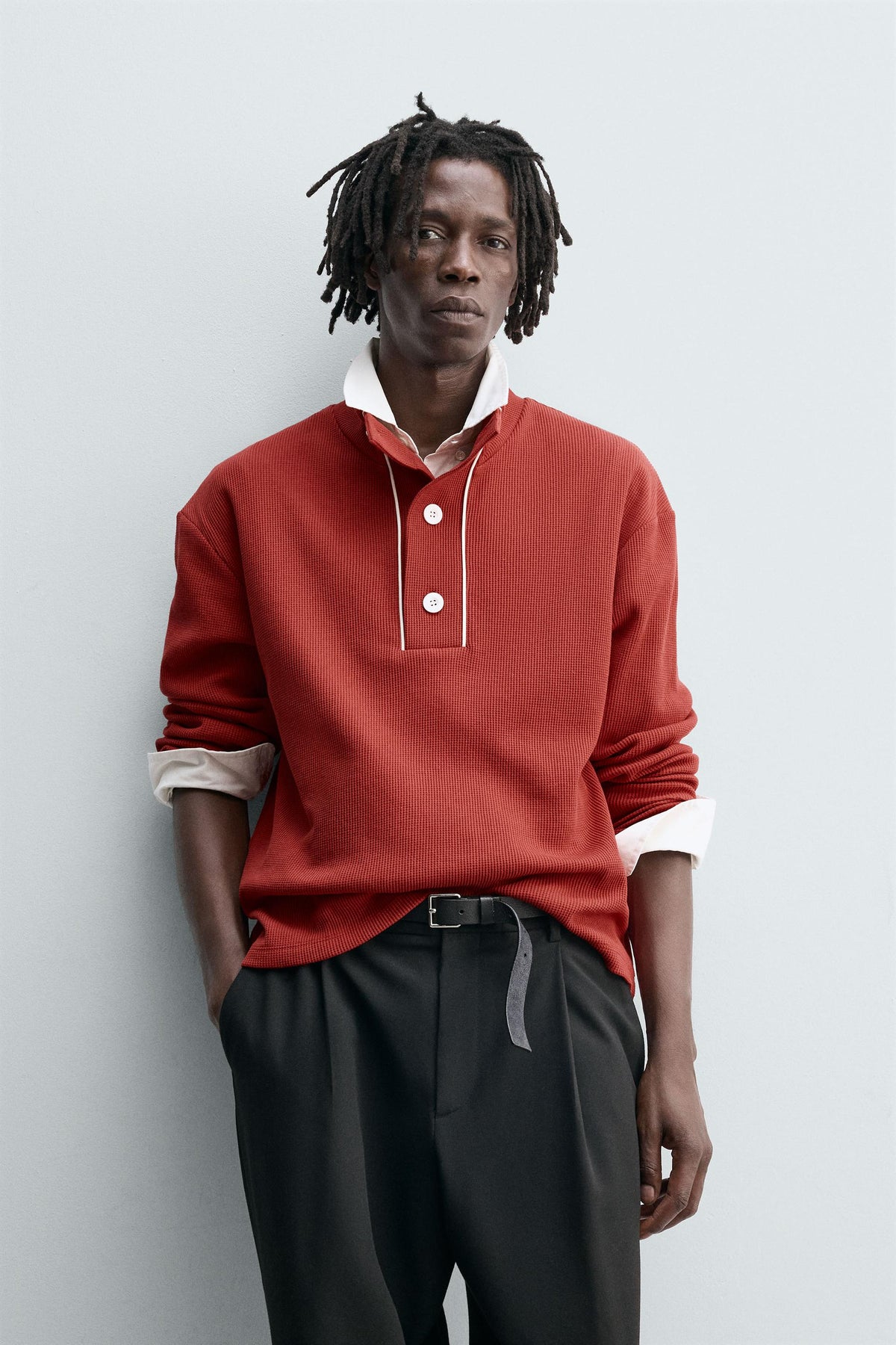 CONTRAST TEXTURED POLO SHIRT - Image 2