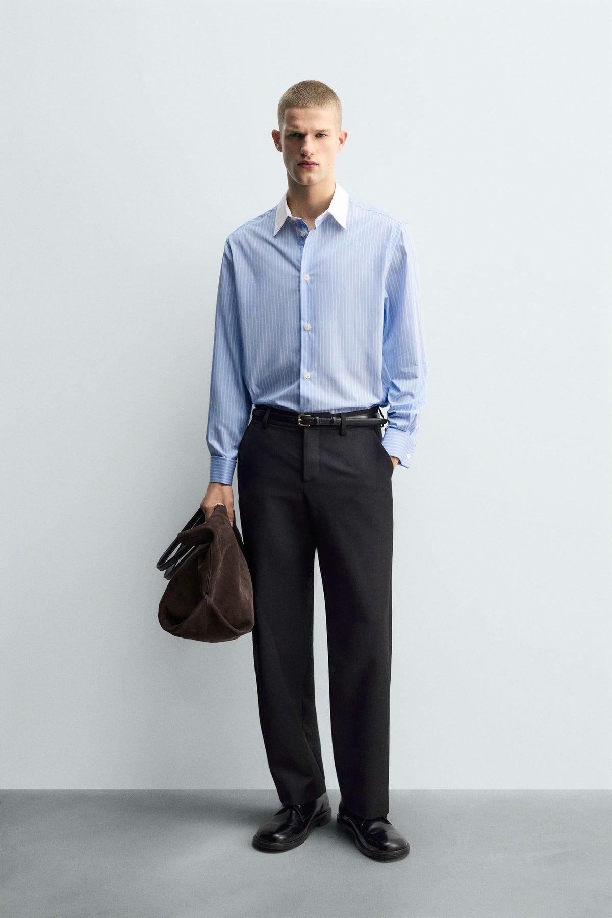 STRIPED SHIRT WITH CUFFLINK CUFFS - Image 1