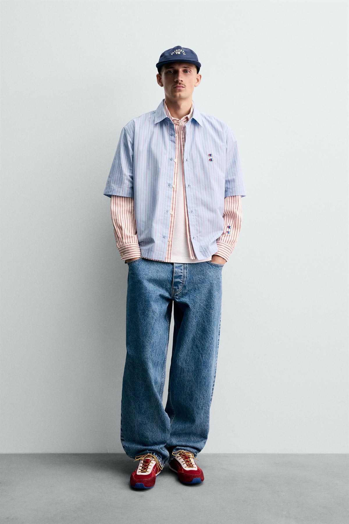 STRIPED SHIRT WITH PATCHES CHAMPION ® X - Image 1