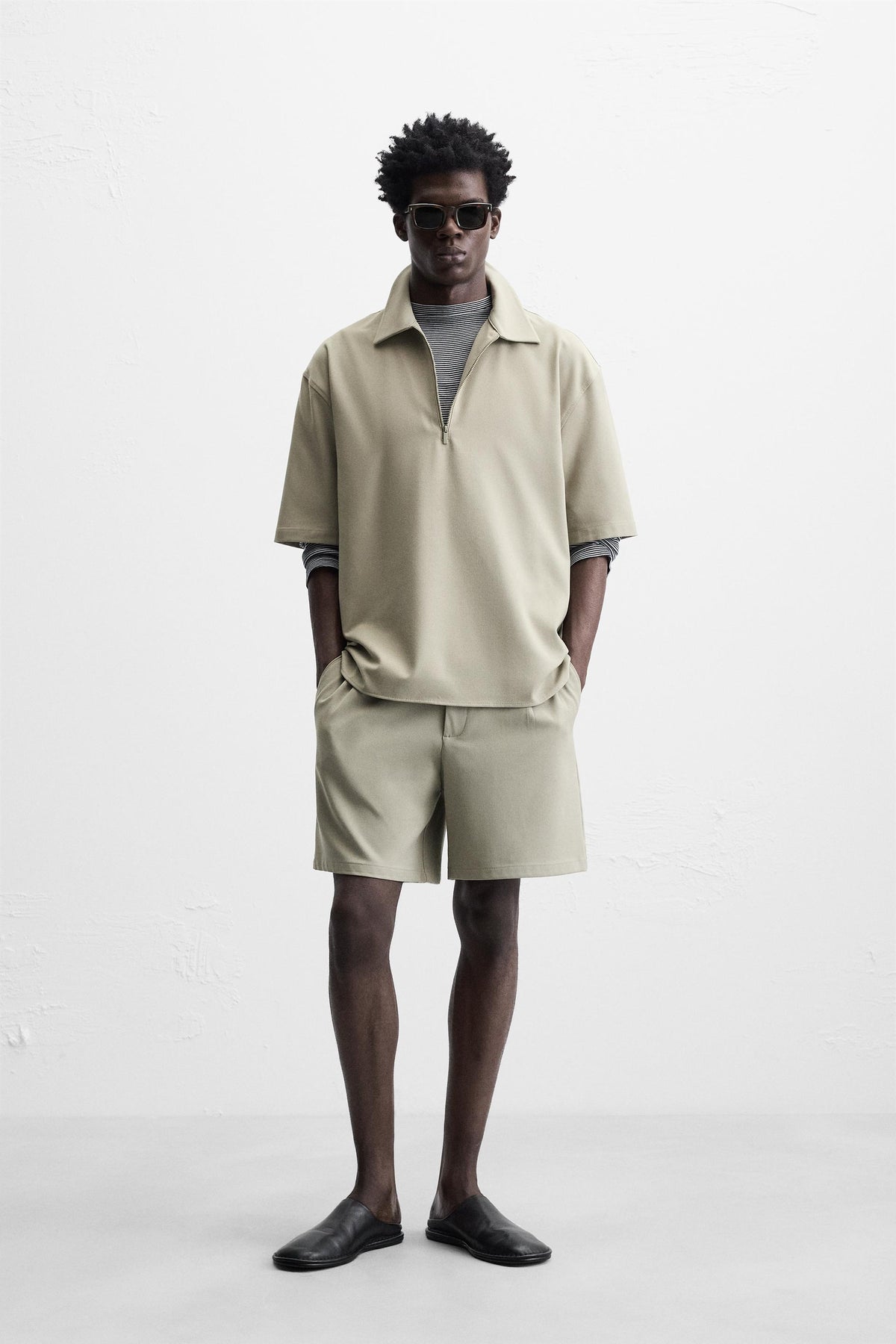 TECHNICAL ZIP-UP POLO SHIRT - Image 1