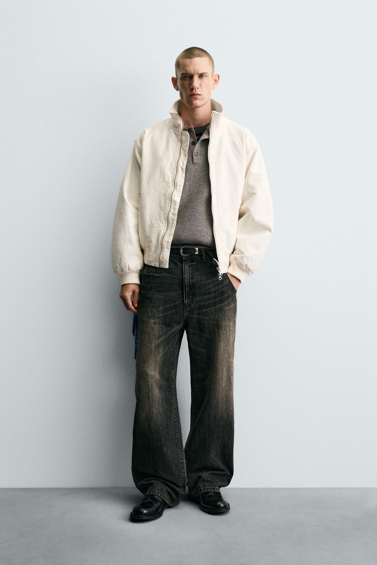 CRINKLE-EFFECT BOMBER JACKET - Image 1