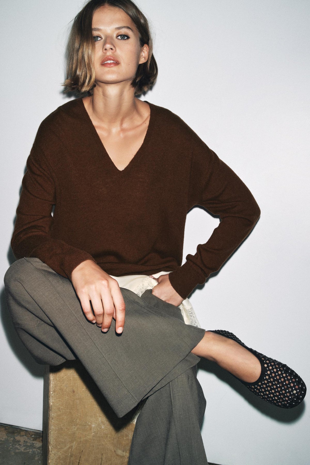 Ballerinas aus Mesh mit Nieten