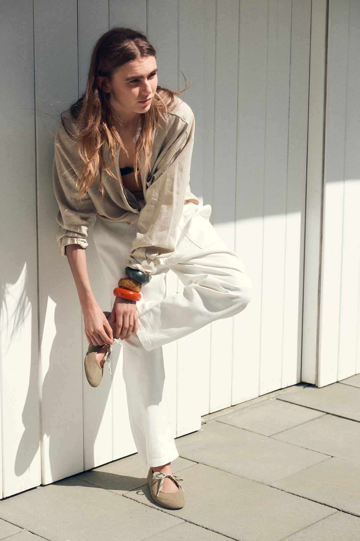 Wildleder-Ballerinas zum Schnüren