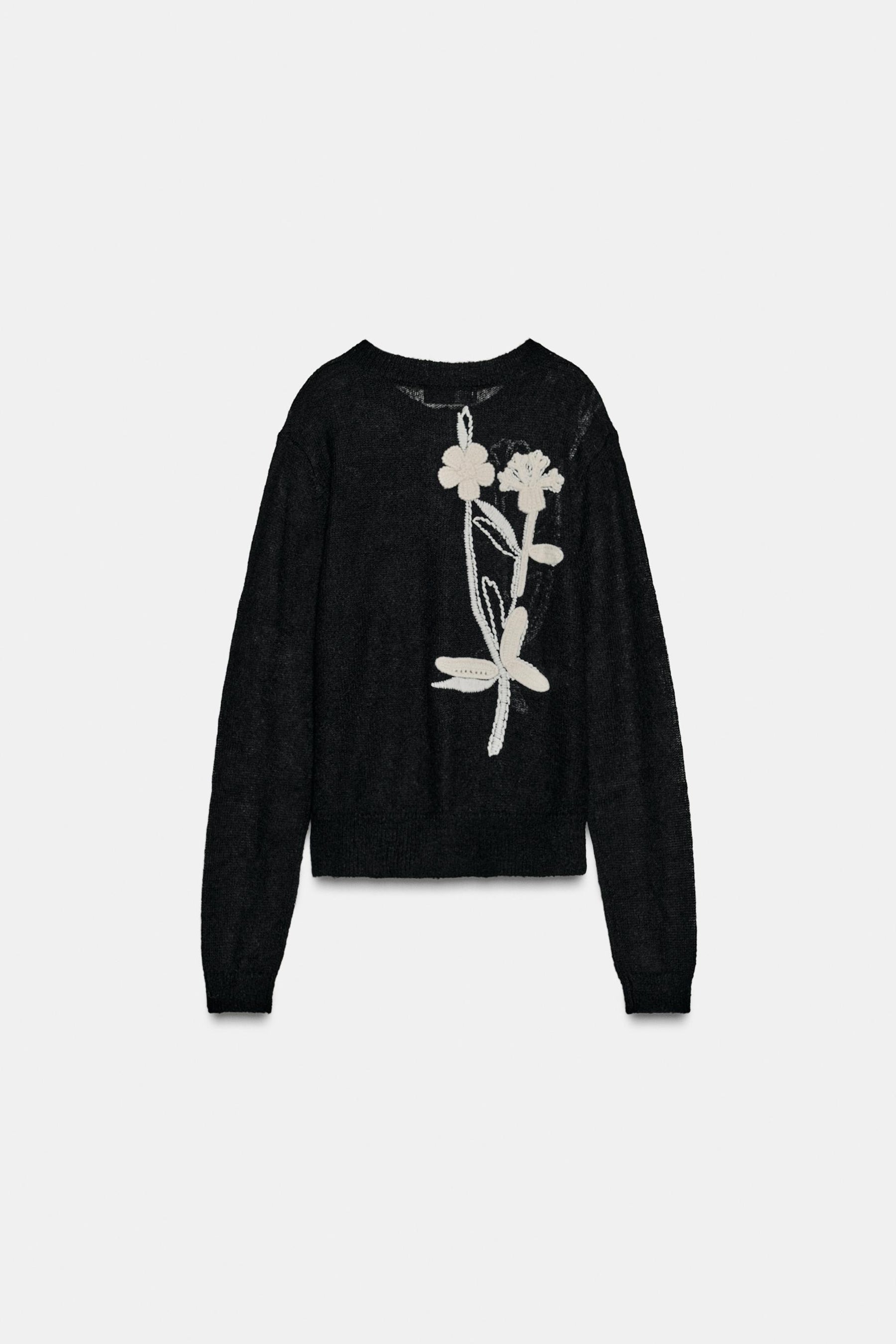 Bestickte Blumenstrickjacke