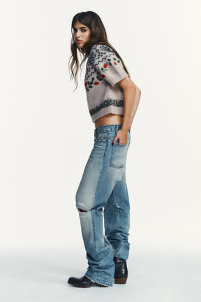 Bestickter Jacquard-Pullover