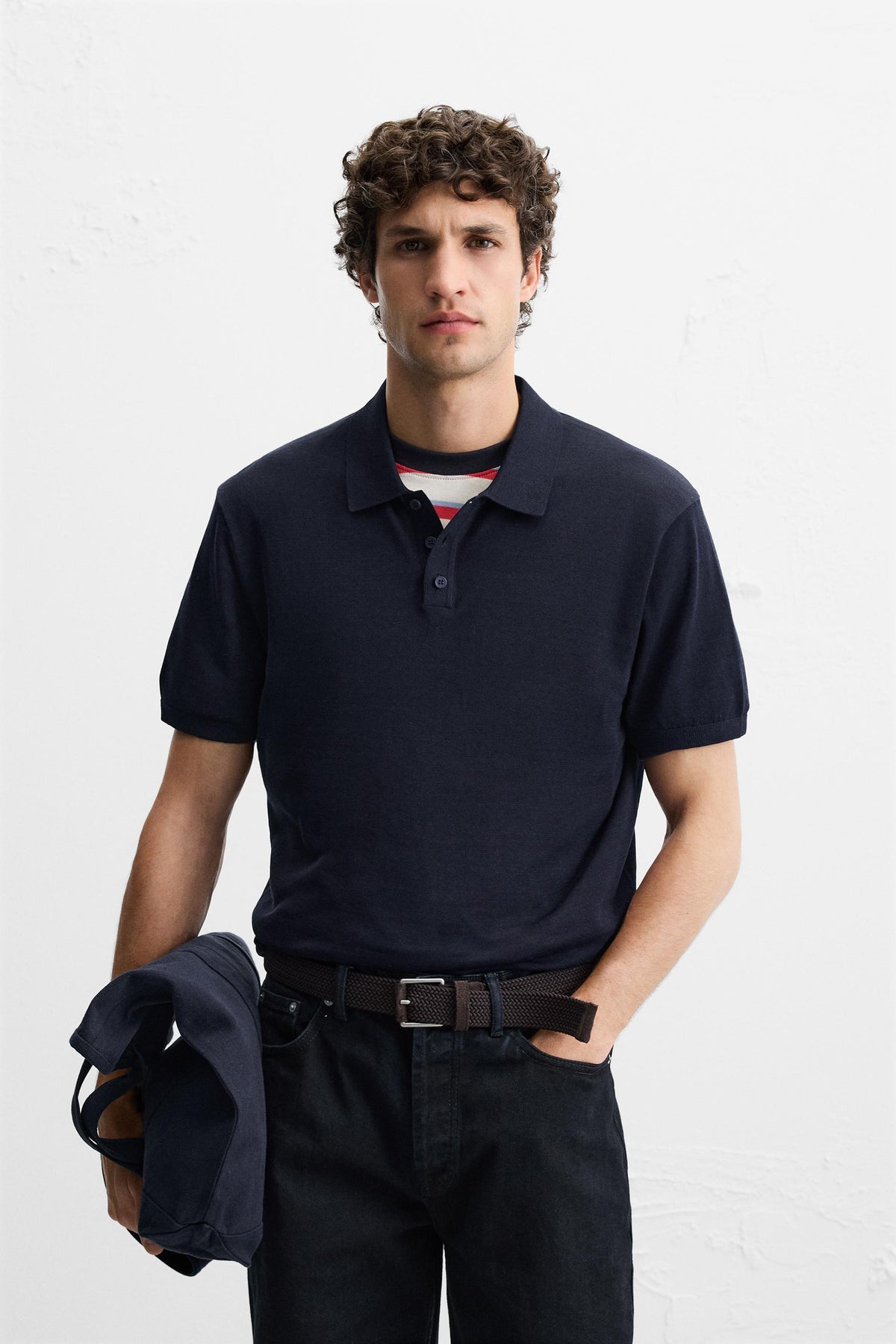 KNIT COTTON - SILK POLO SHIRT - Image 2