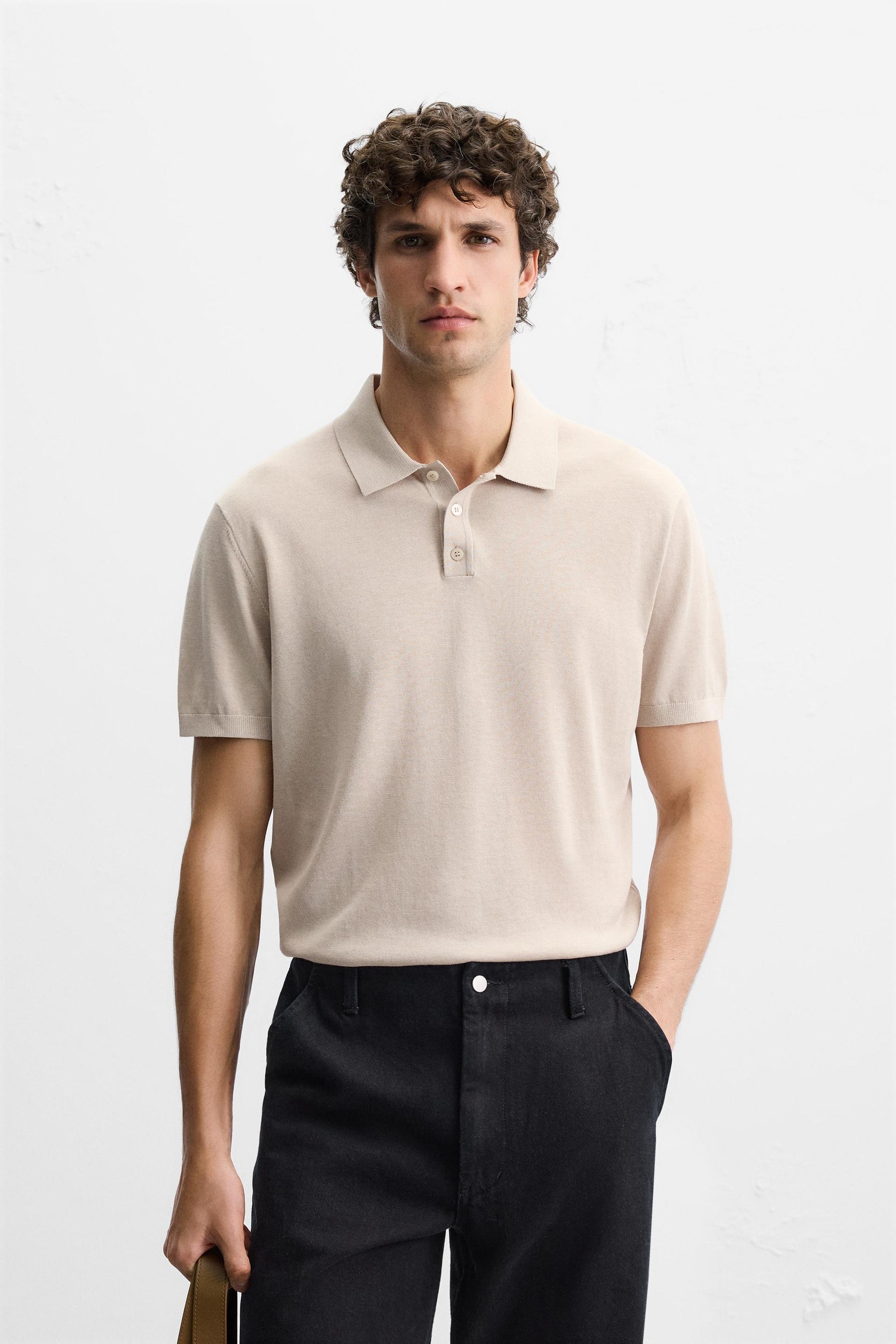 KNIT COTTON - SILK POLO SHIRT - Image 2