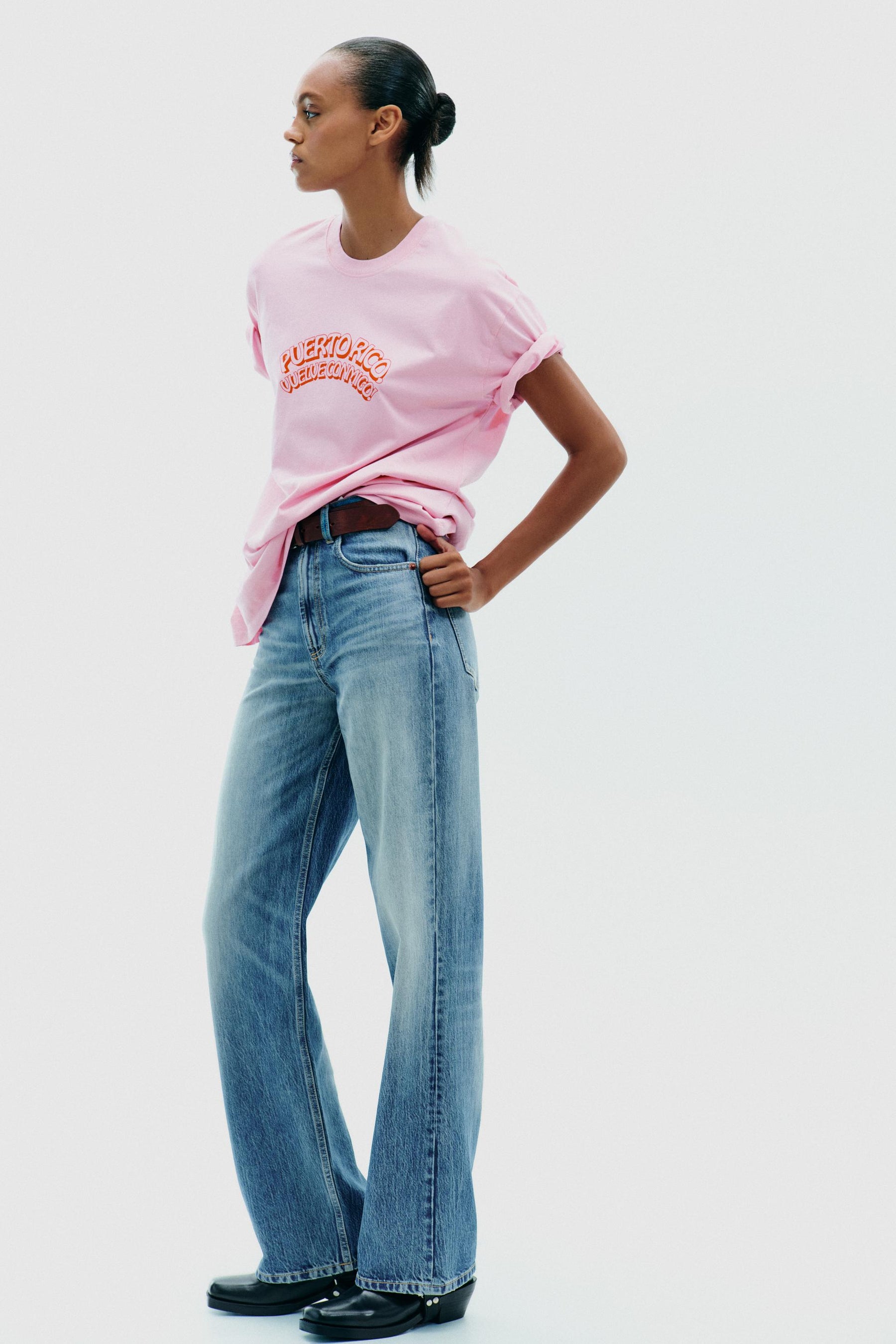 T-Shirt mit Wascheffekt und Aufdruck