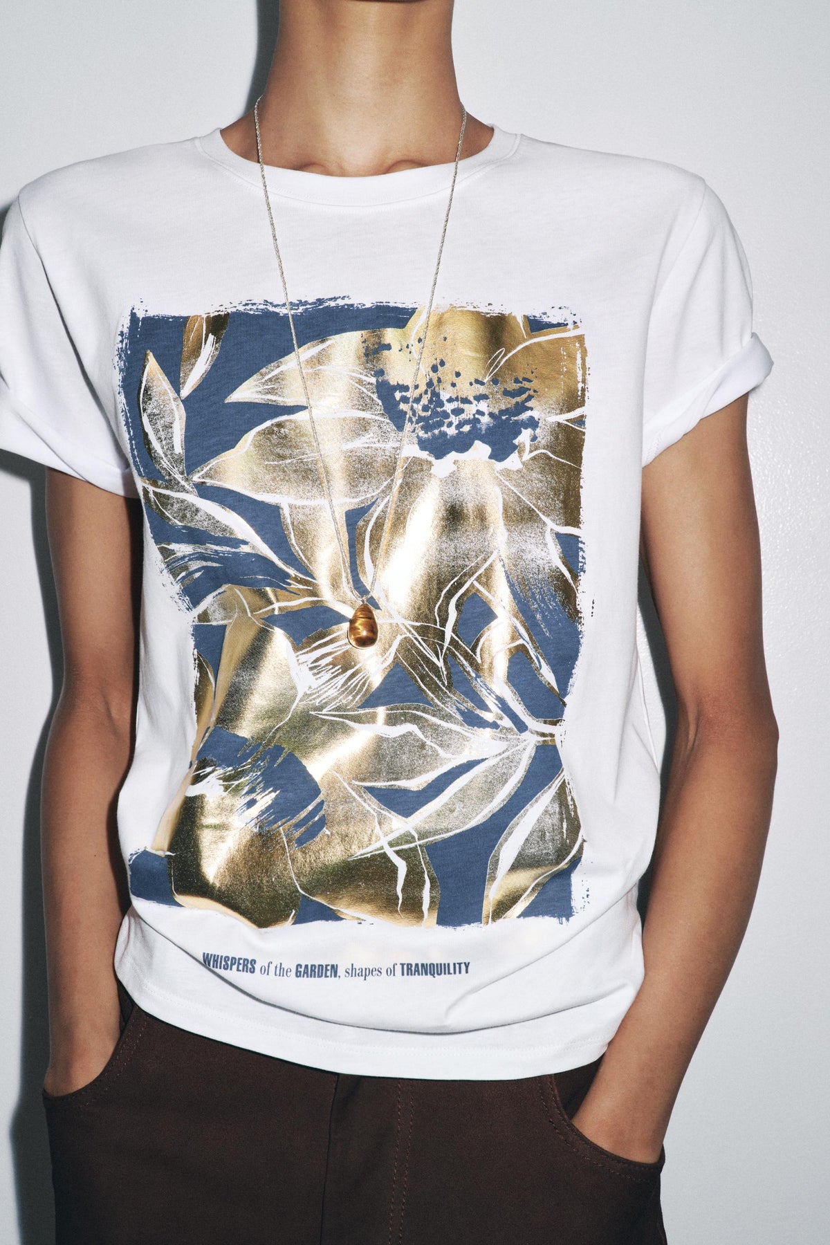 T-Shirt mit Metallic-Print