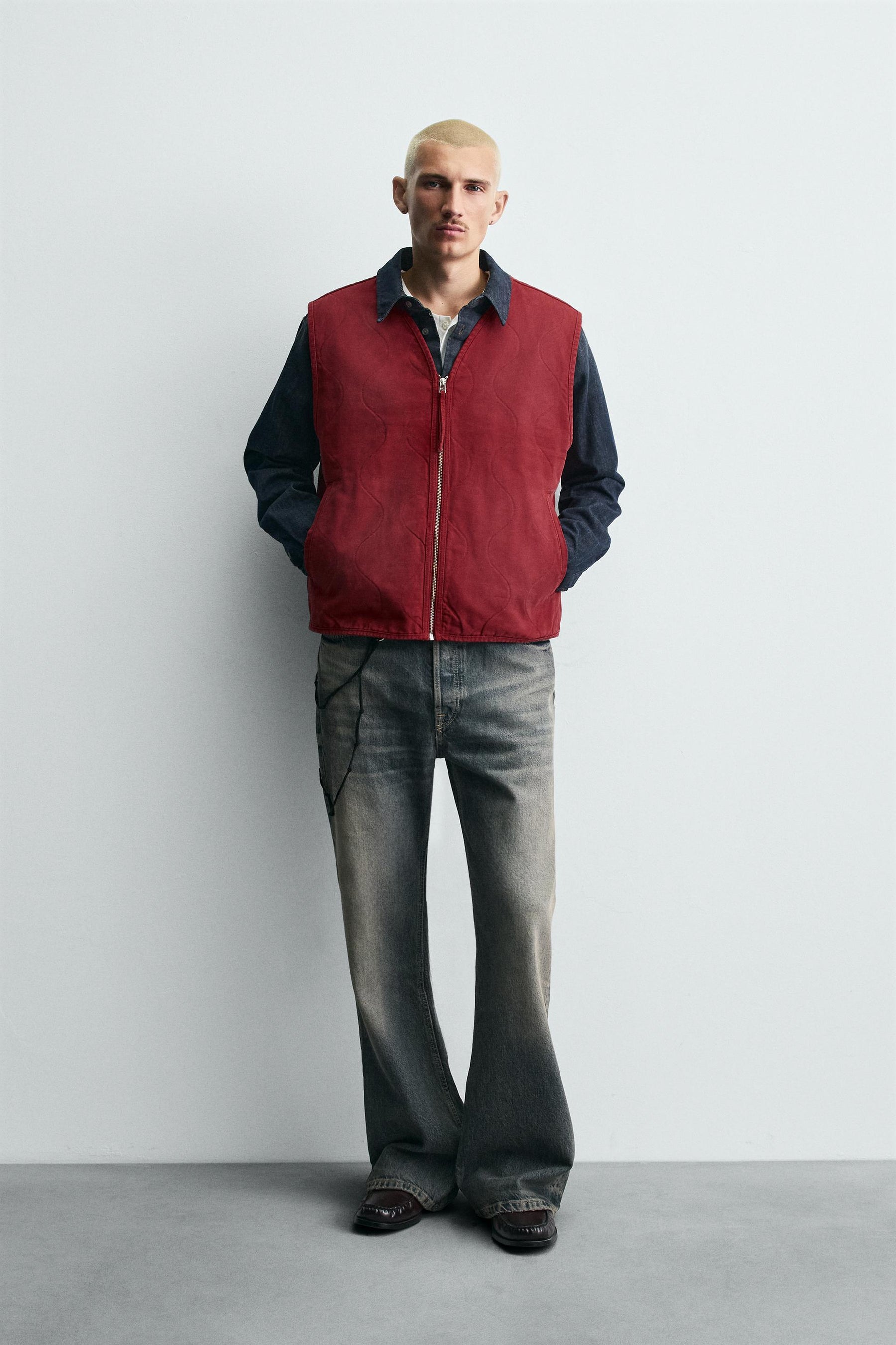 WASHED TOPSTITCHED WAISTCOAT - Image 1