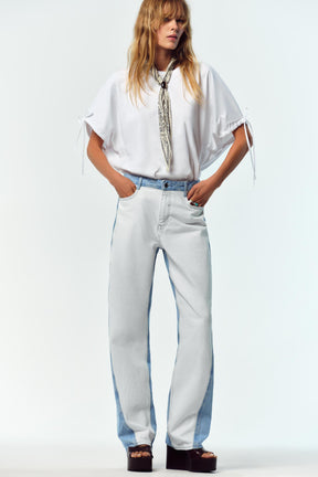 Baumwoll-T-Shirt mit Krawattenakzent