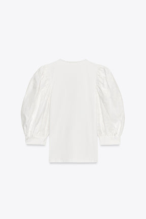 Bestickter Blumen-Puffärmel