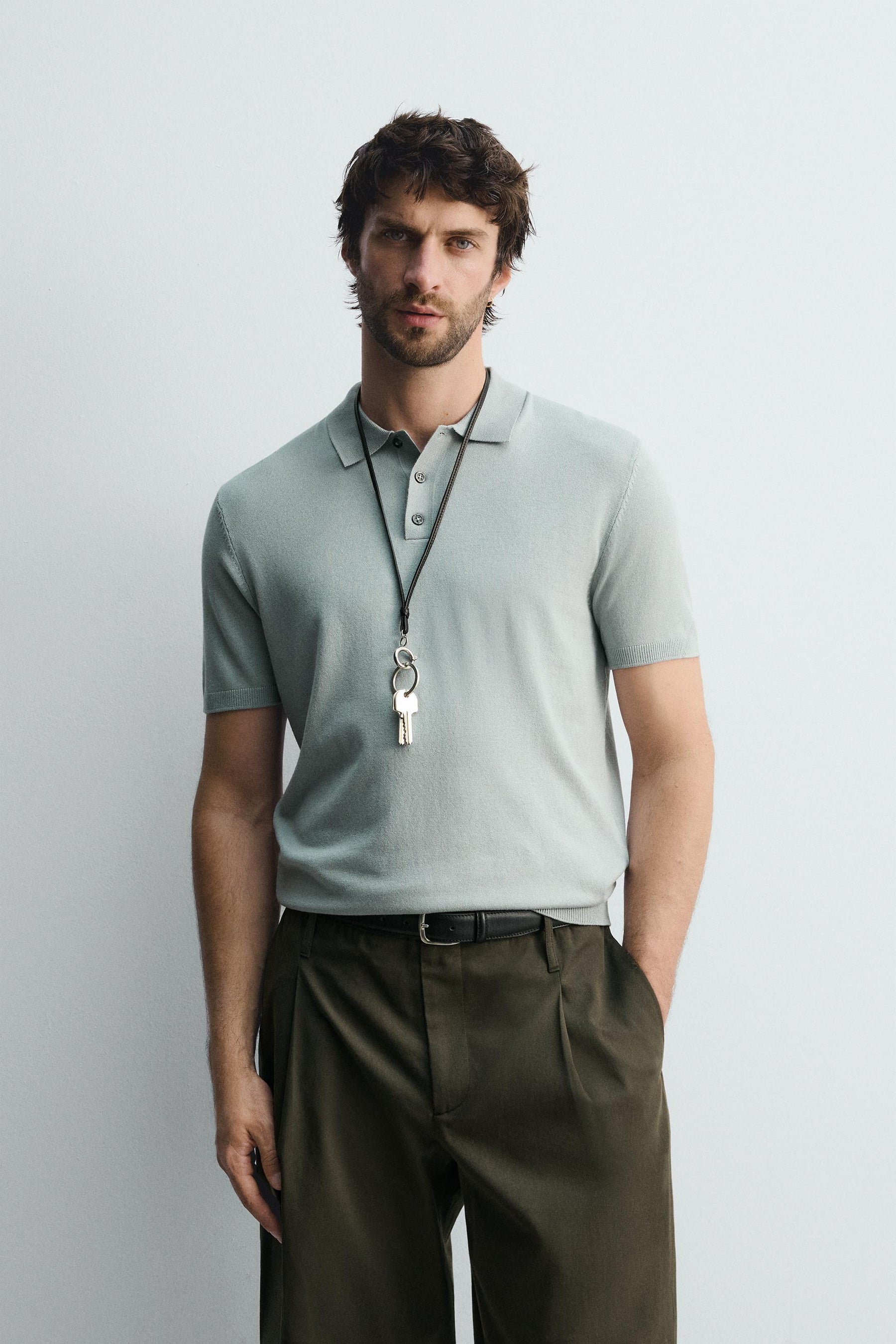 VISCOSE BLEND KNITTED POLO SHIRT - Image 2