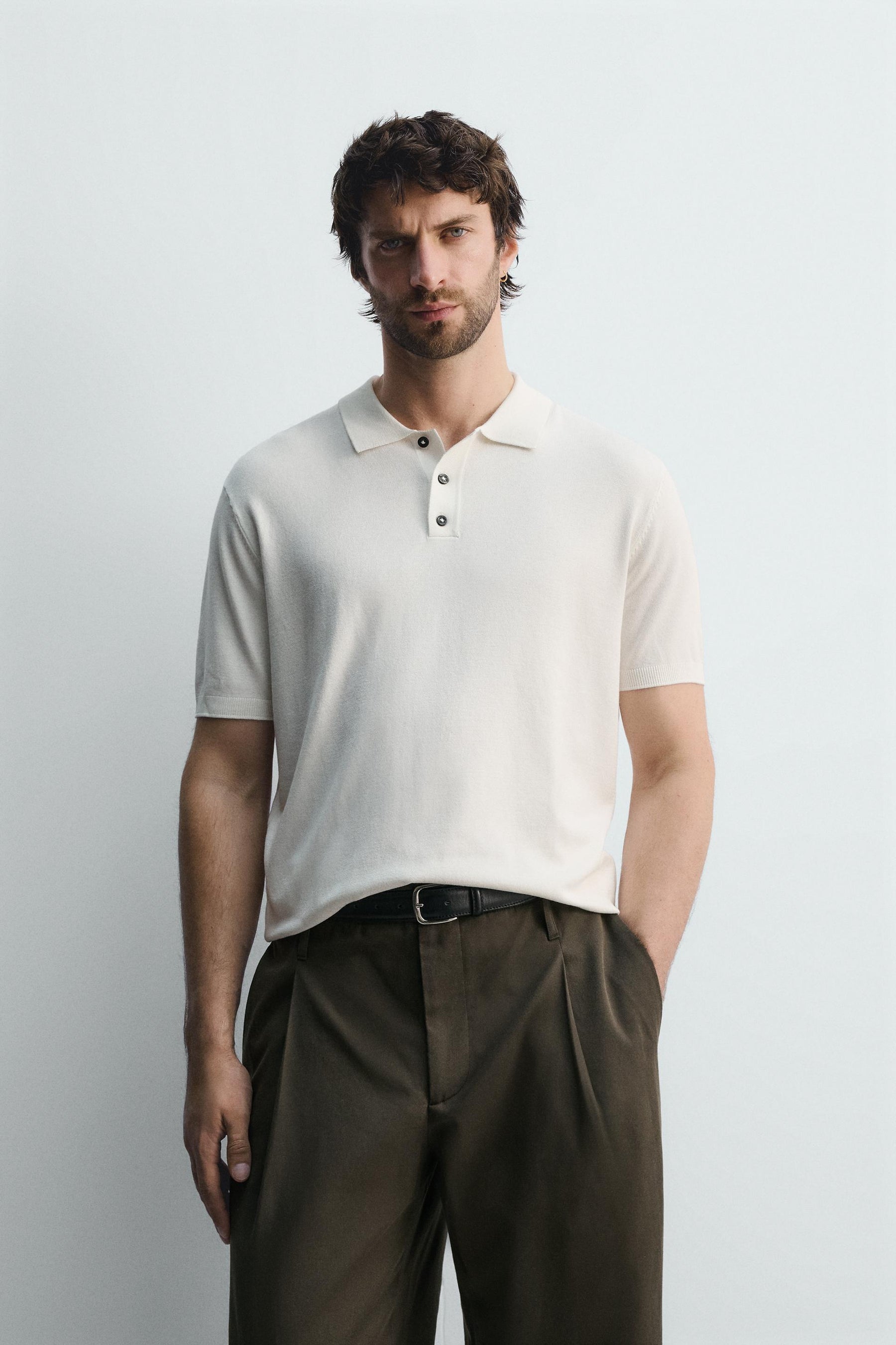 VISCOSE BLEND KNITTED POLO SHIRT - Image 2