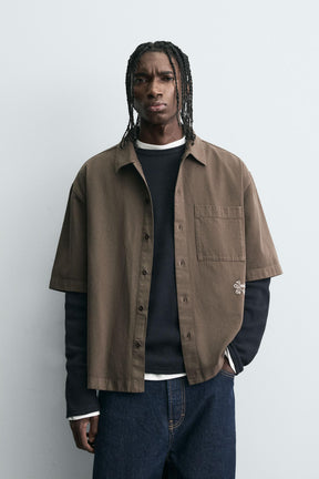 EMBROIDERED TEXTURED OVERSHIRT - Image 2