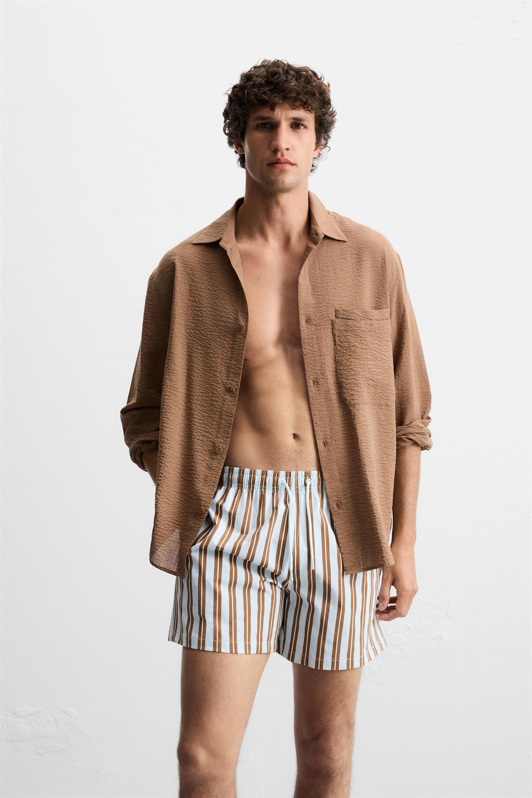 STRIPED MID-LENGTH SWIMMING TRUNKS - Image 2