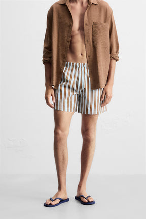 STRIPED MID-LENGTH SWIMMING TRUNKS - Image 3