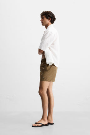 EMBROIDERED MID-LENGTH SWIMMING TRUNKS - Image 5