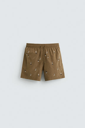 EMBROIDERED MID-LENGTH SWIMMING TRUNKS - Image 6