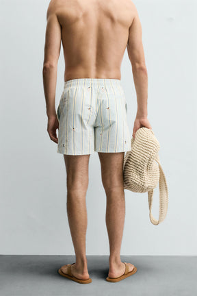 EMBROIDERED MID-LENGTH SWIMMING TRUNKS - Image 3