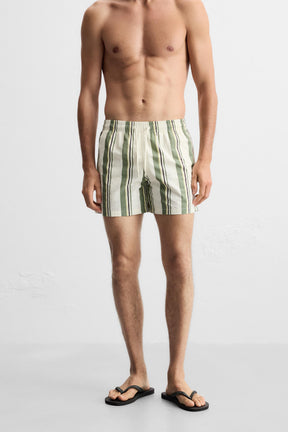 STRIPED MID-LENGTH SWIMMING TRUNKS - Image 3