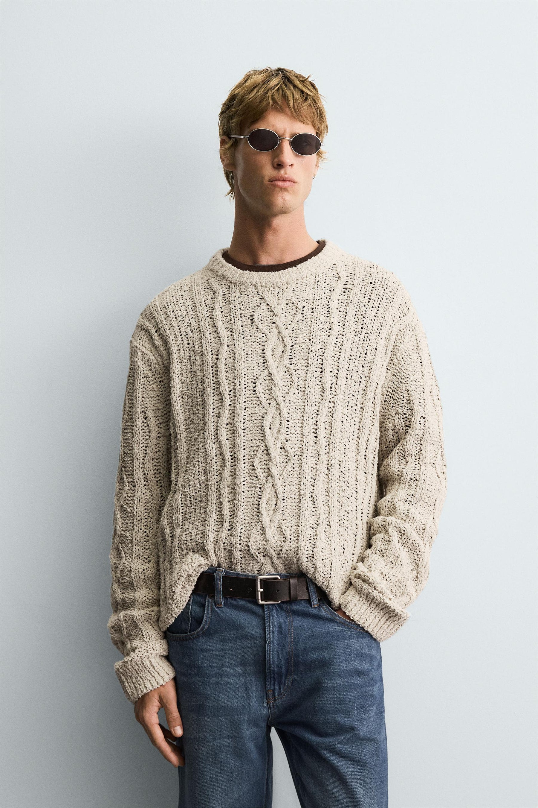 TEXTURED CABLE-KNIT SWEATER - Image 2