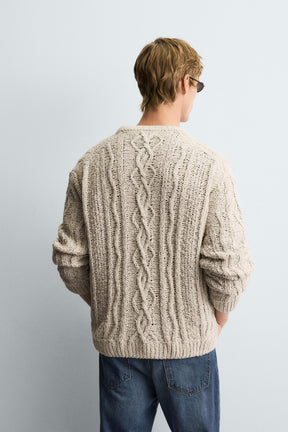 TEXTURED CABLE-KNIT SWEATER - Image 3