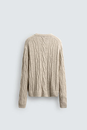 TEXTURED CABLE-KNIT SWEATER - Image 7