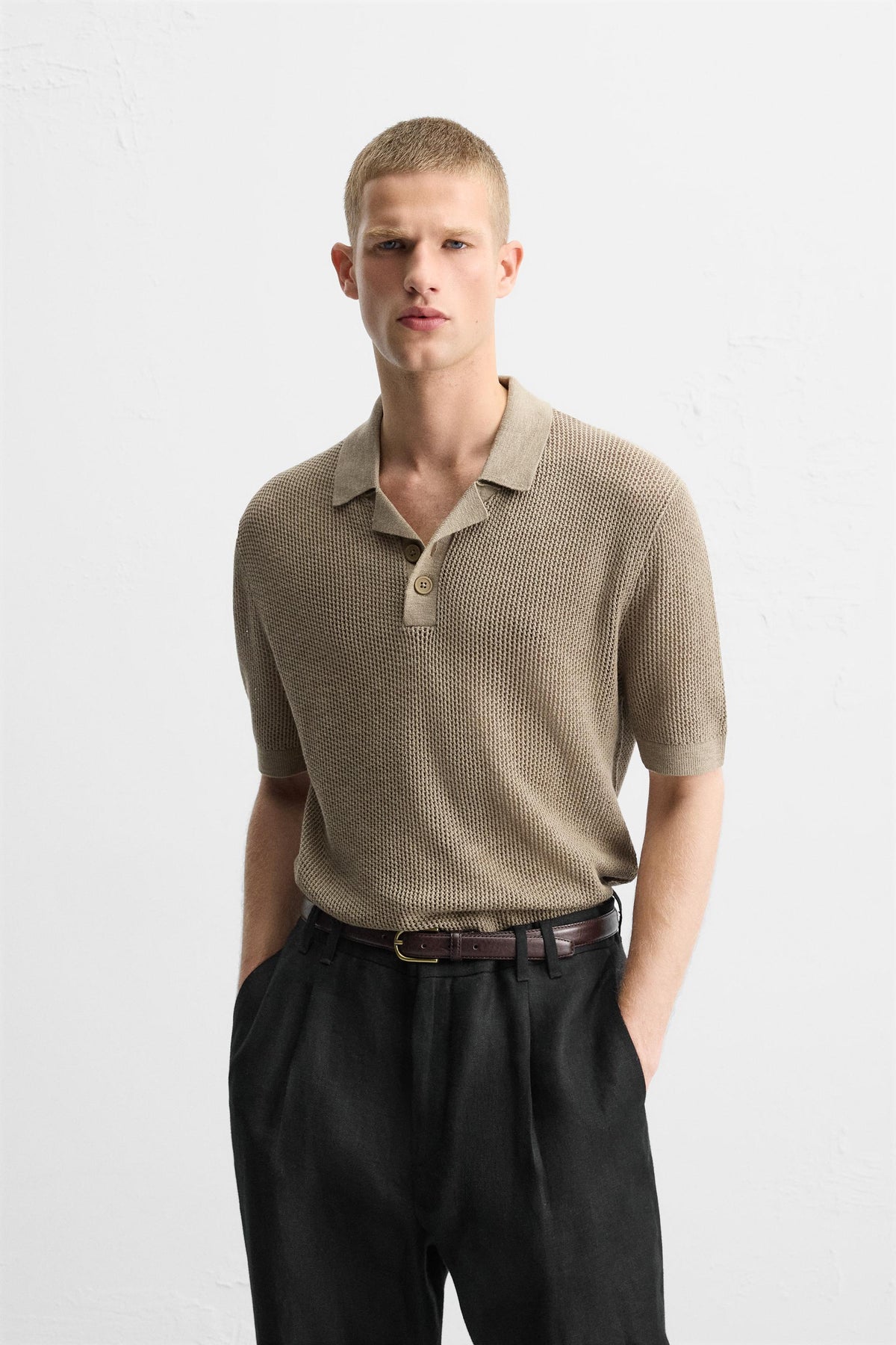TEXTURED KNIT POLO SHIRT - Image 2