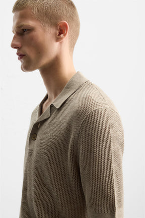 TEXTURED KNIT POLO SHIRT - Image 5