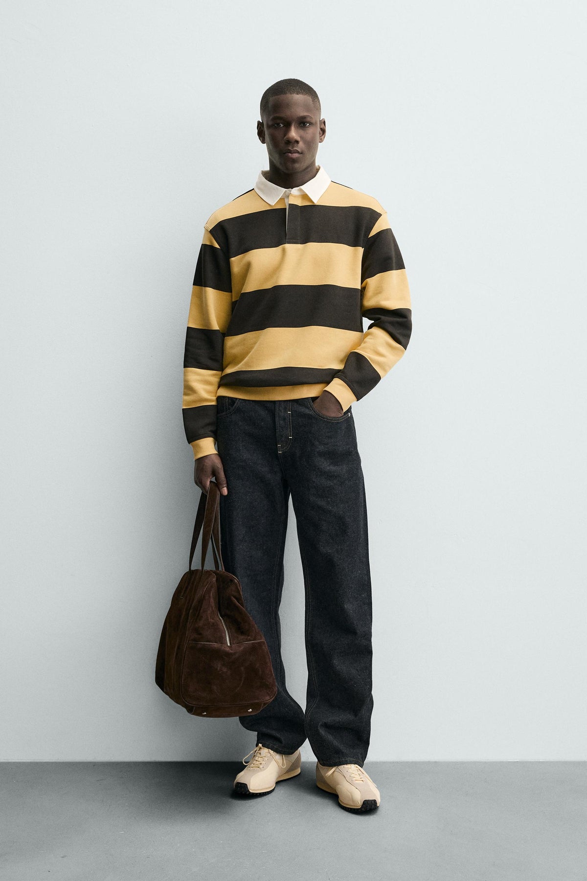 CONTRAST COLLAR POLO SWEATSHIRT - Image 1