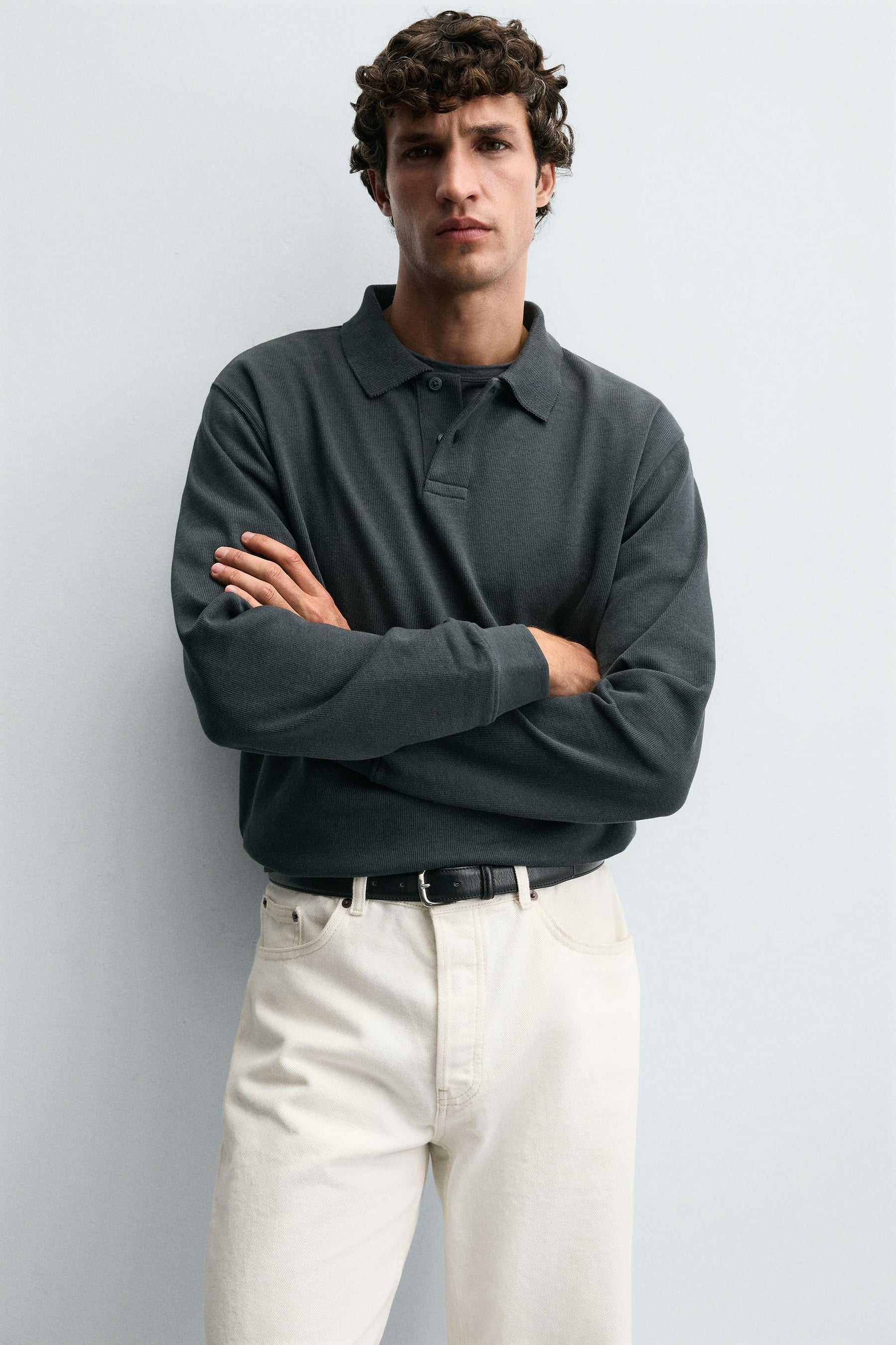 BASIC TEXTURED POLO SHIRT - Image 6