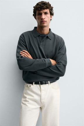 BASIC TEXTURED POLO SHIRT - Image 6