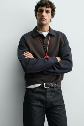 COLOUR BLOCK RAGLAN SLEEVE POLO SHIRT - Image 5