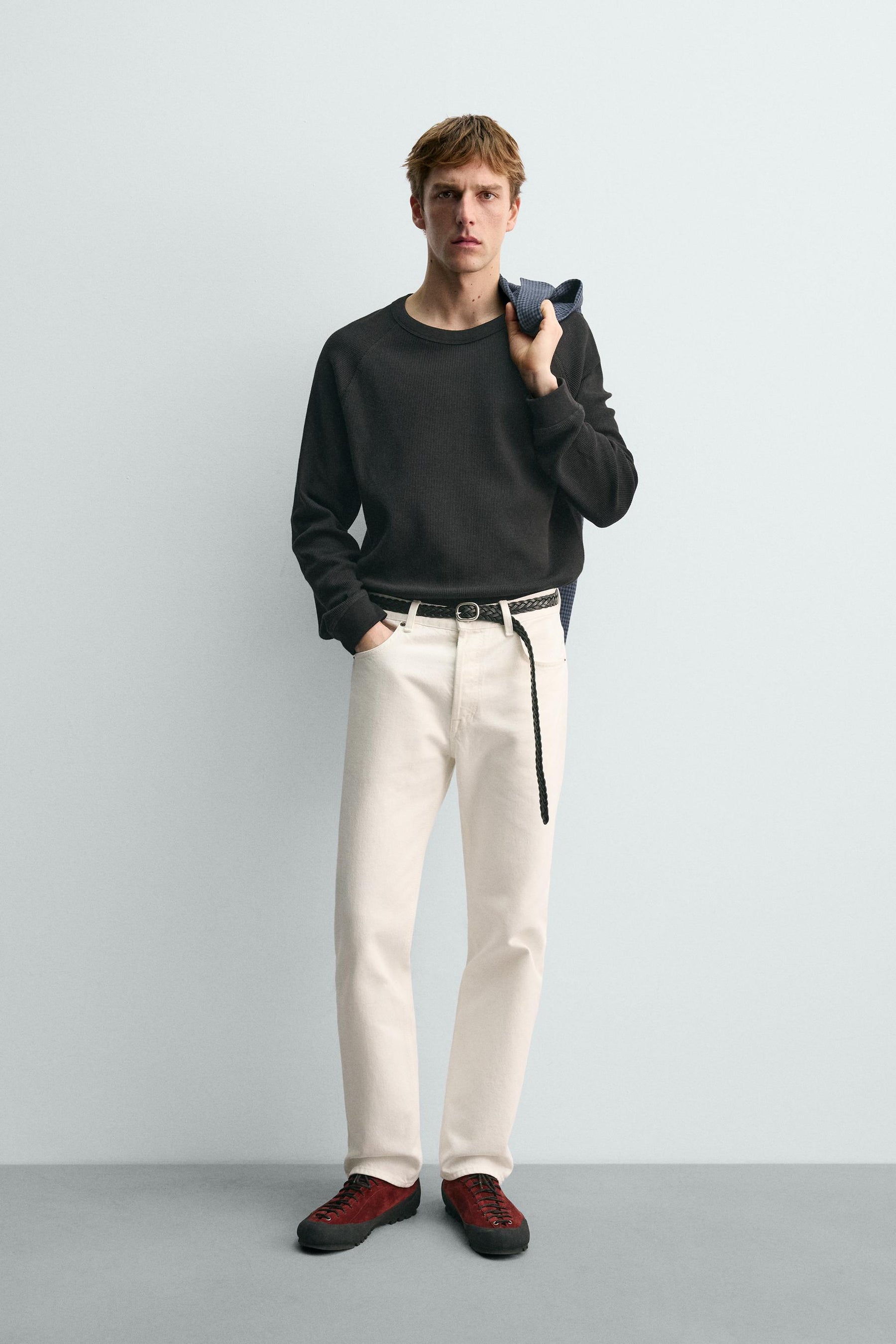 AARON LEVINE X WAFFLE-KNIT STRUCTURED T-SHIRT - Image 1