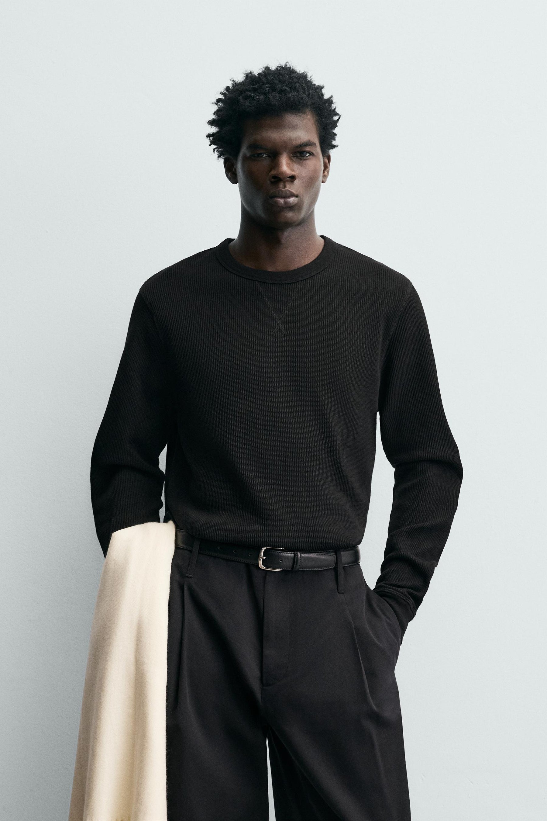 WAFFLE-KNIT TEXTURE T-SHIRT - Image 2