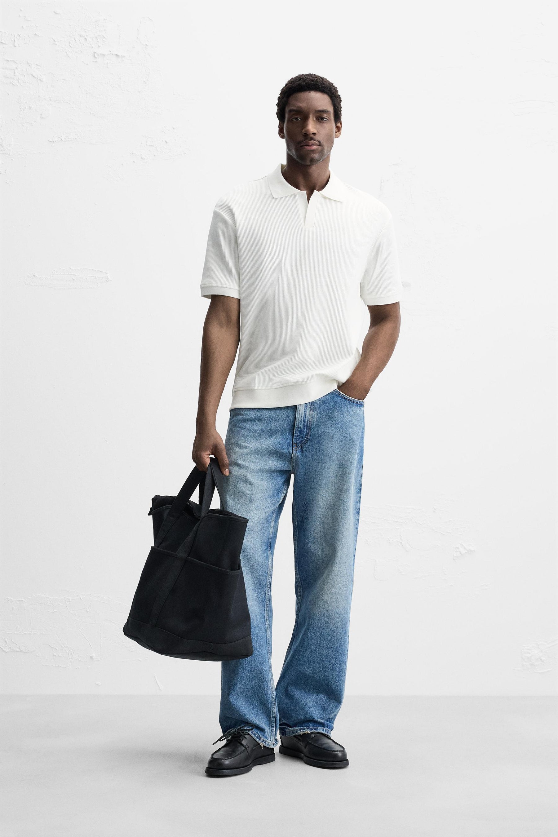 VERTICAL TEXTURED POLO SHIRT - Image 1