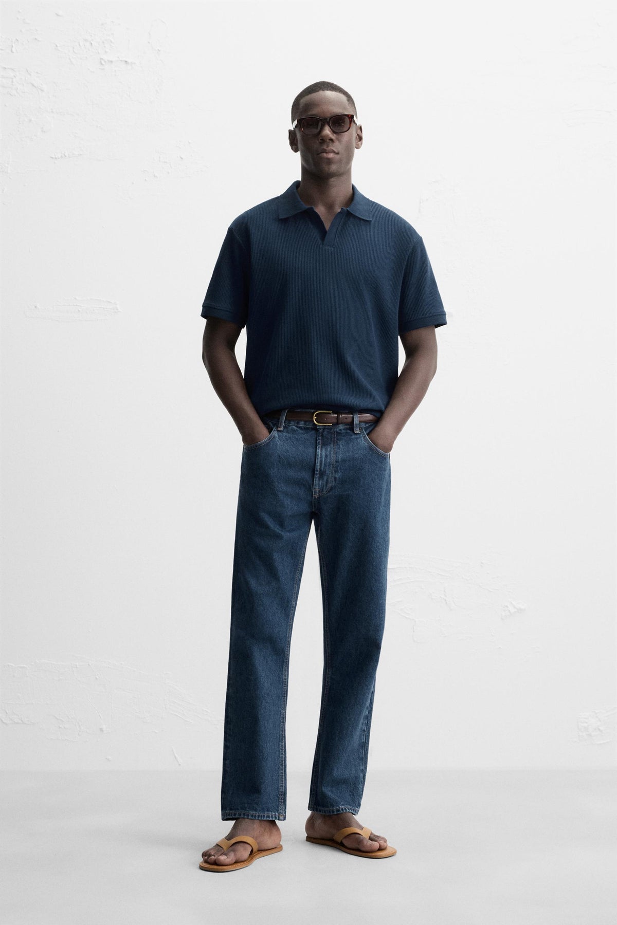 VERTICAL TEXTURED POLO SHIRT - Image 1