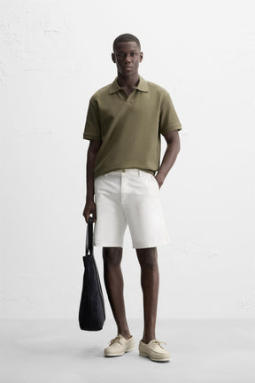 VERTICAL TEXTURED POLO SHIRT - Image 1