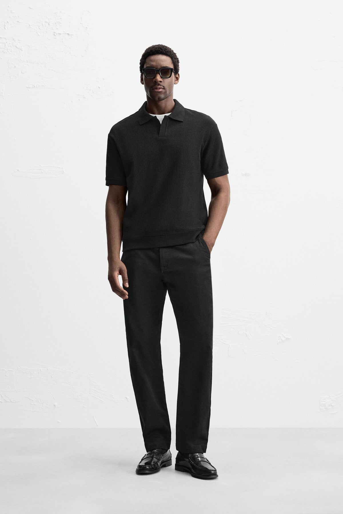 VERTICAL TEXTURED POLO SHIRT - Image 1
