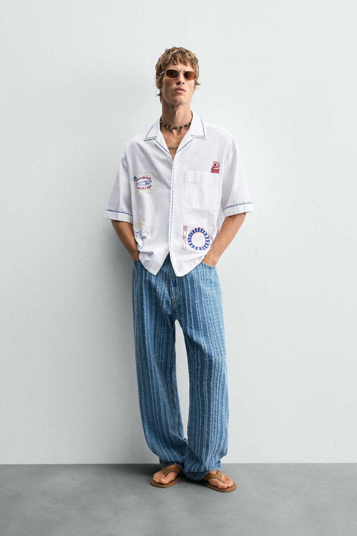 CONTRAST EMBROIDERY SHIRT - Image 1