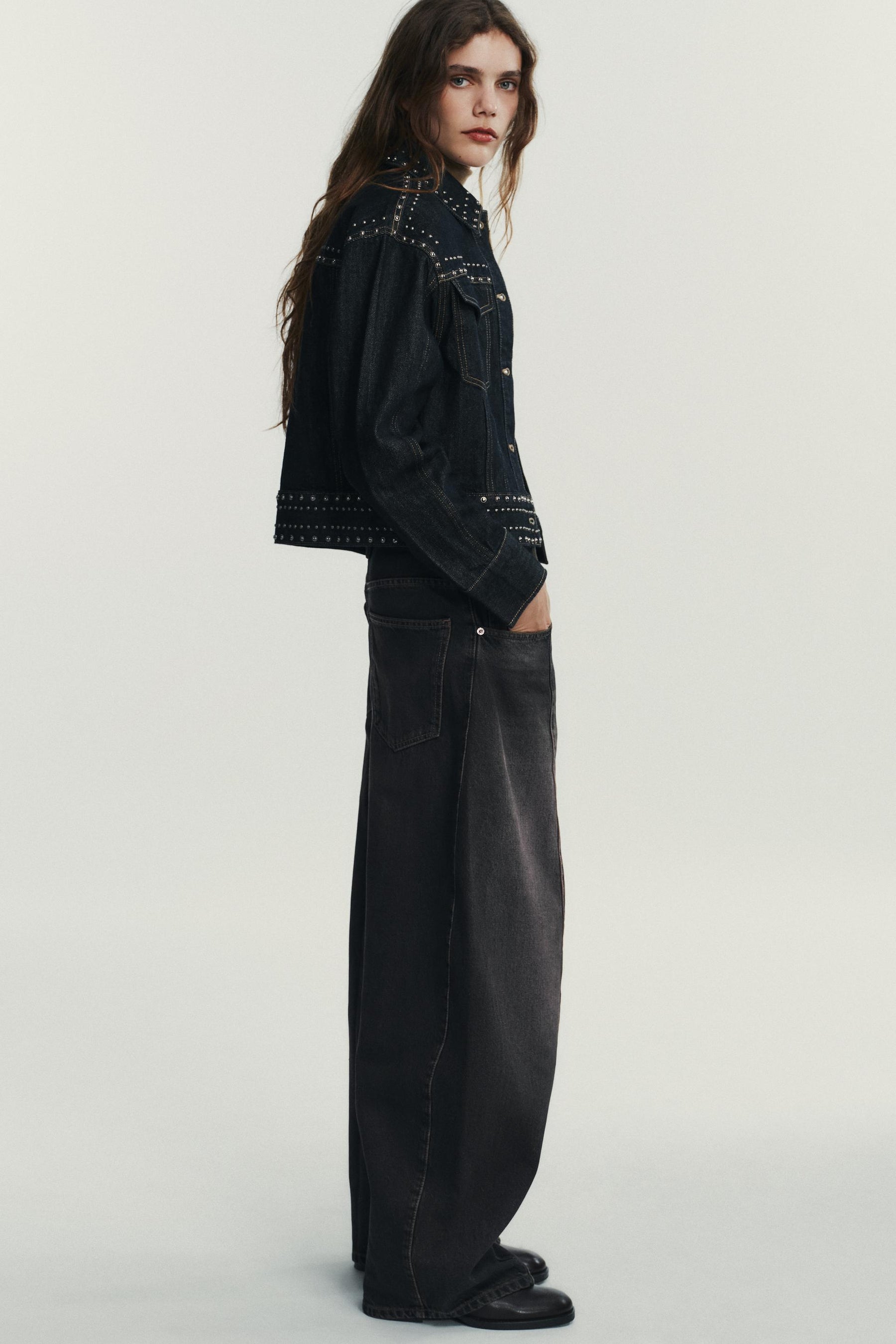 STUDDED DENIM-EFFECT JACKET - Image 4