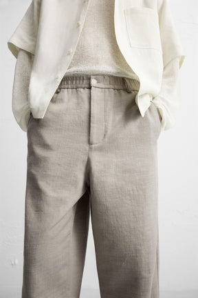 TEXTURED REGULAR FIT TROUSERS - Image 5