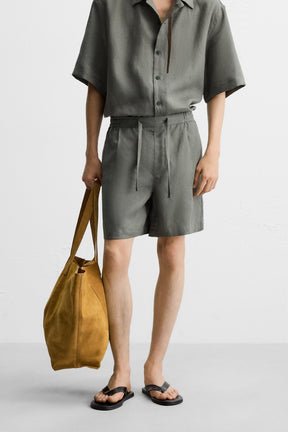 100% LINEN BERMUDA SHORTS - Image 2