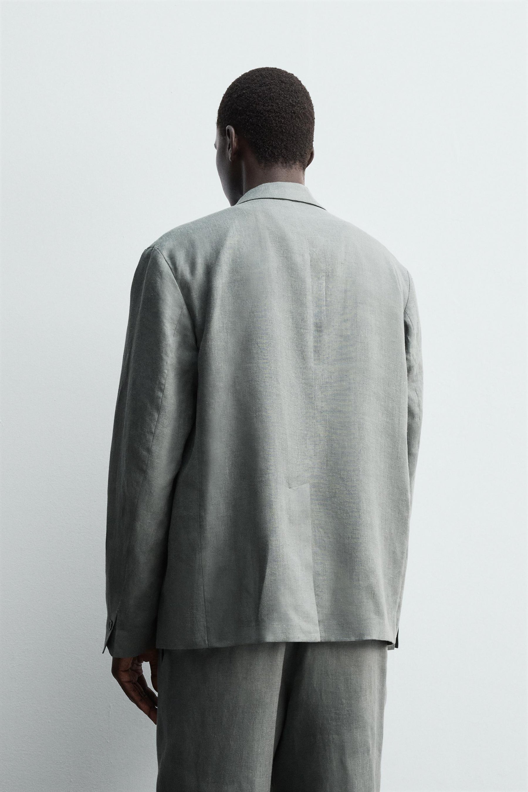 DOUBLE-BREASTED 100% LINEN SUIT BLAZER - Image 3