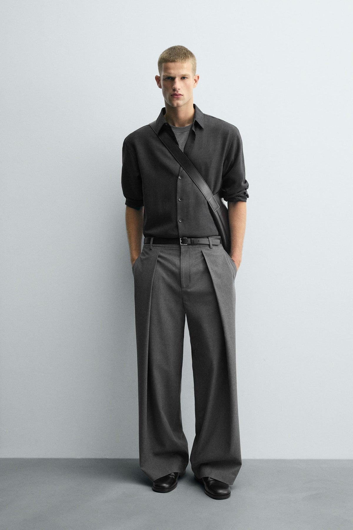 PINSTRIPE PLEATED TROUSERS - Image 1