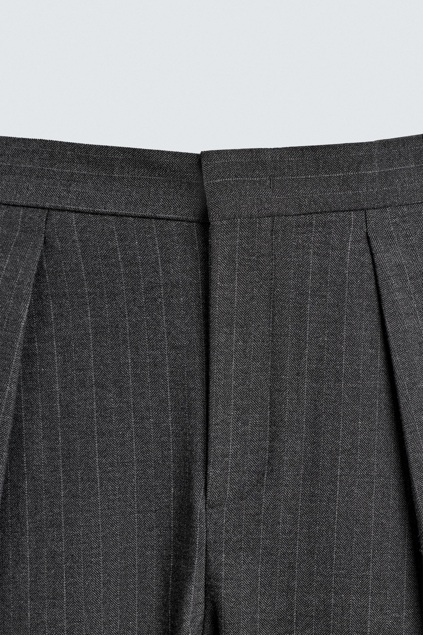 Pinstripe Pleated Trousers