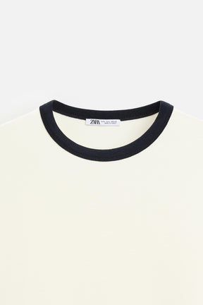 BASIC CONTRAST RIB T-SHIRT - Image 7